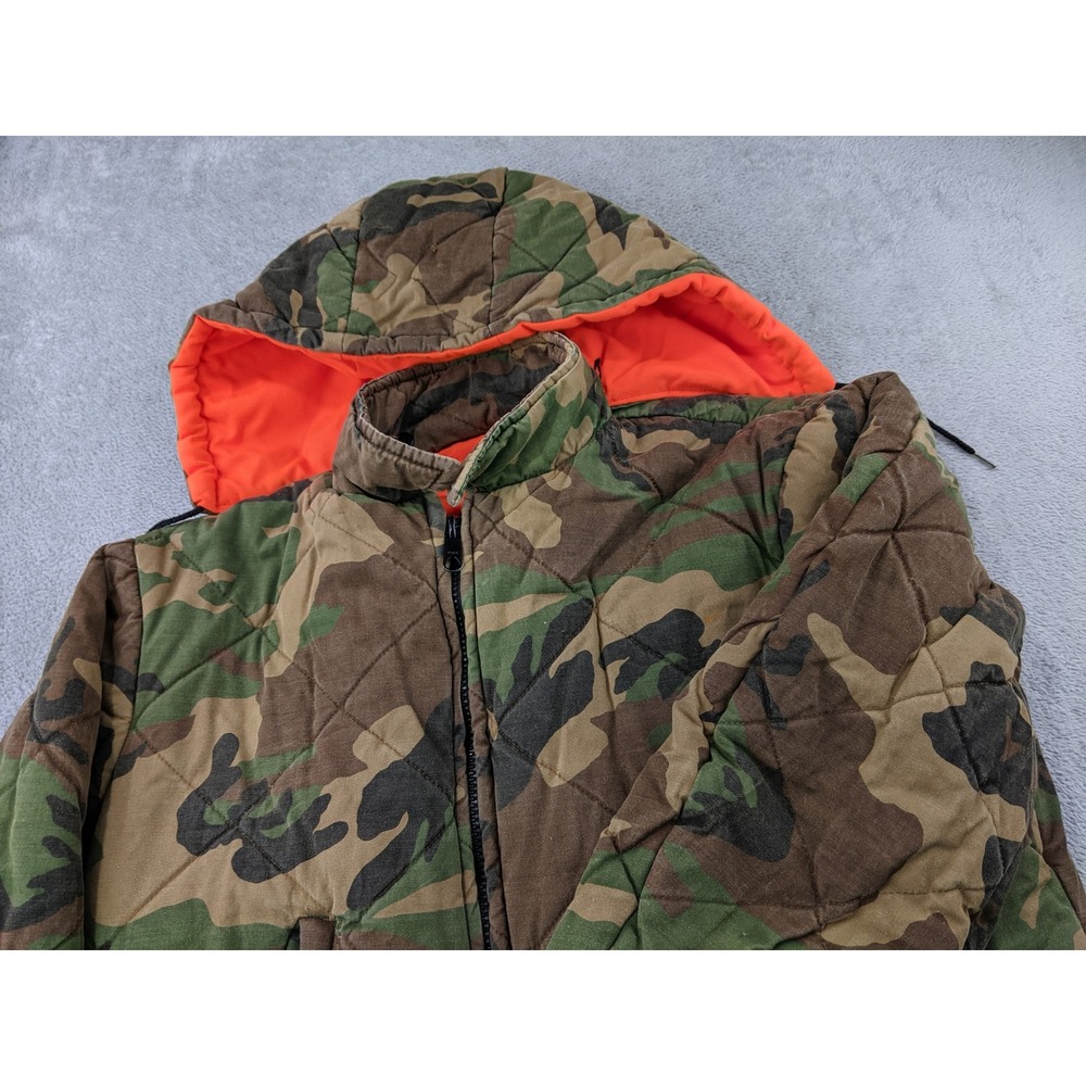 Vintage Johnson Garment Reversible Camo Orange Hunting Jacket‎ Mens Large